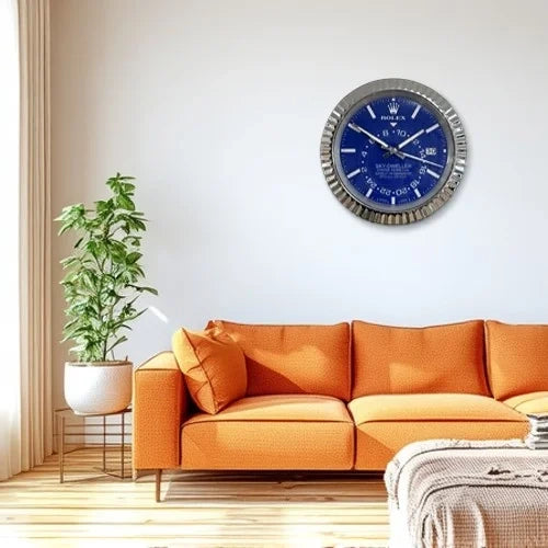 Sky Dweller Style Wall Clock | Sliver & Blue