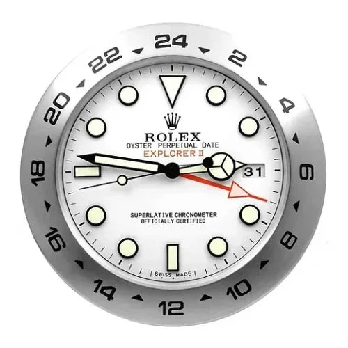 Explorer II Style Wall Clock | Sliver & White