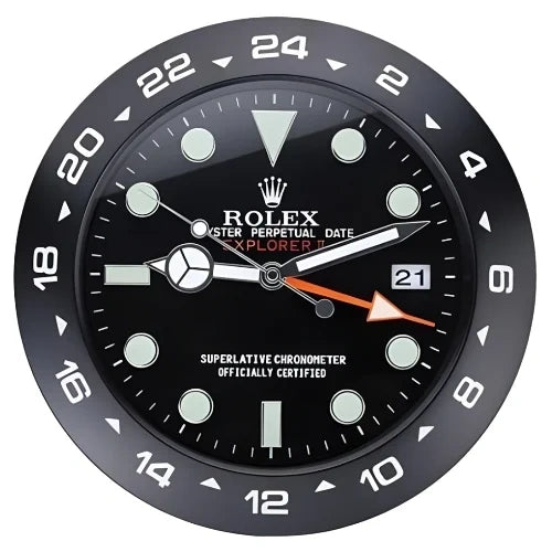 Explorer II Style Wall Clock | Black & Black