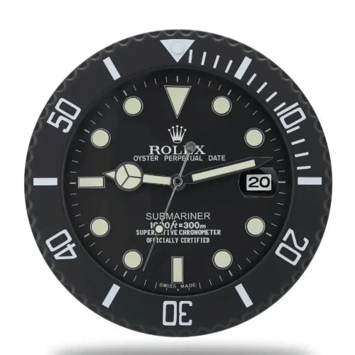 Submariner Style Wall Clock | Black