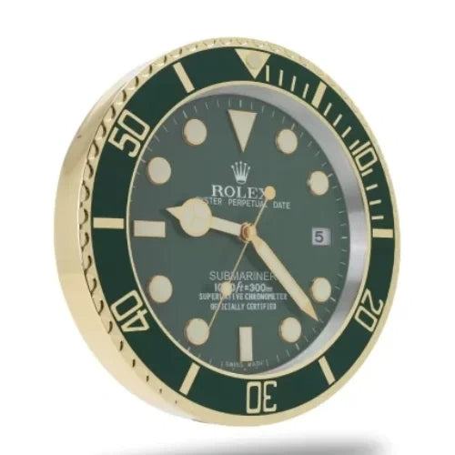 Submariner Style Wall Clock | Gold & Green