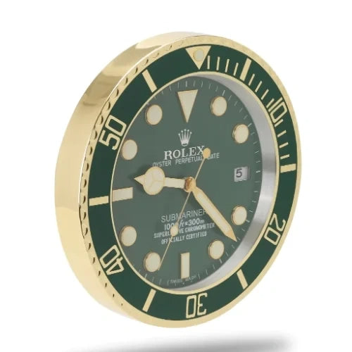Submariner Style Wall Clock | Gold & Green