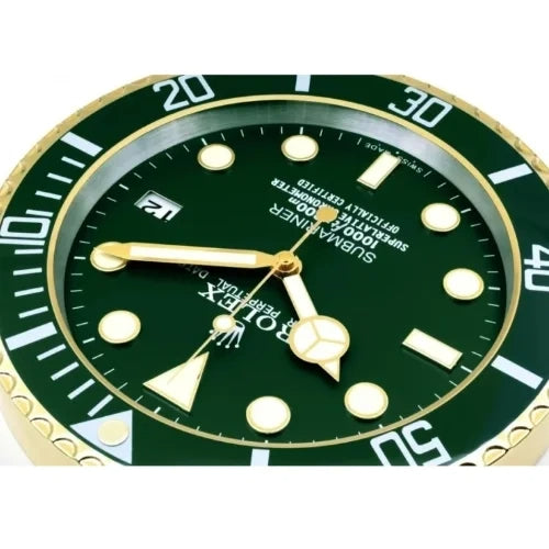 Submariner Style Wall Clock | Gold & Green