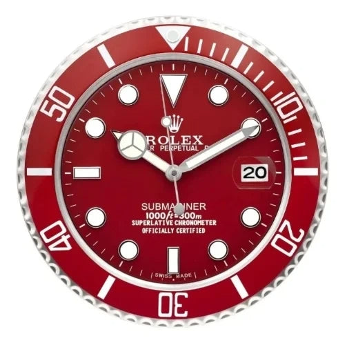 Submariner Style Wall Clock | Red