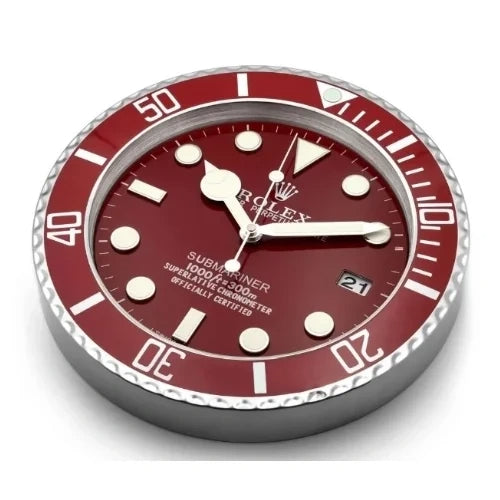 Submariner Style Wall Clock | Red