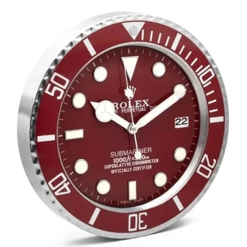 Submariner Style Wall Clock | Red
