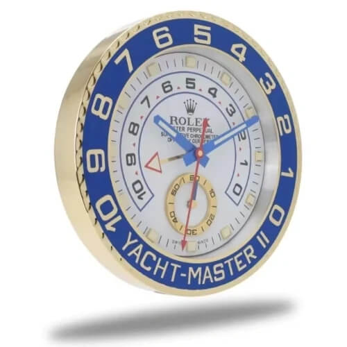 Yacht-Master II Style Wall Clock | Gold & Blue