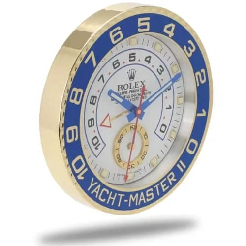 Yacht-Master II Style Wall Clock | Gold & Blue