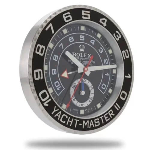 Yacht-Master II Style Wall Clock | Sliver & Black