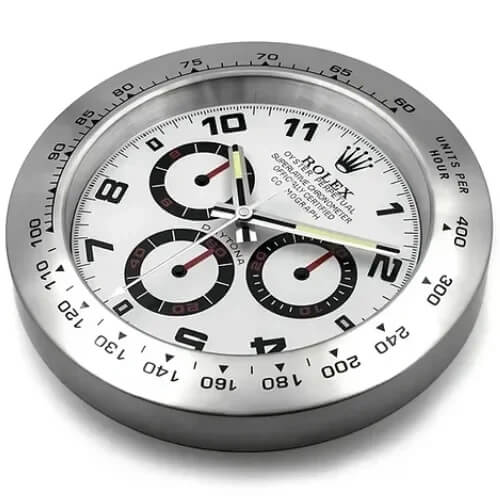 Daytona Style Wall Clock | Sliver