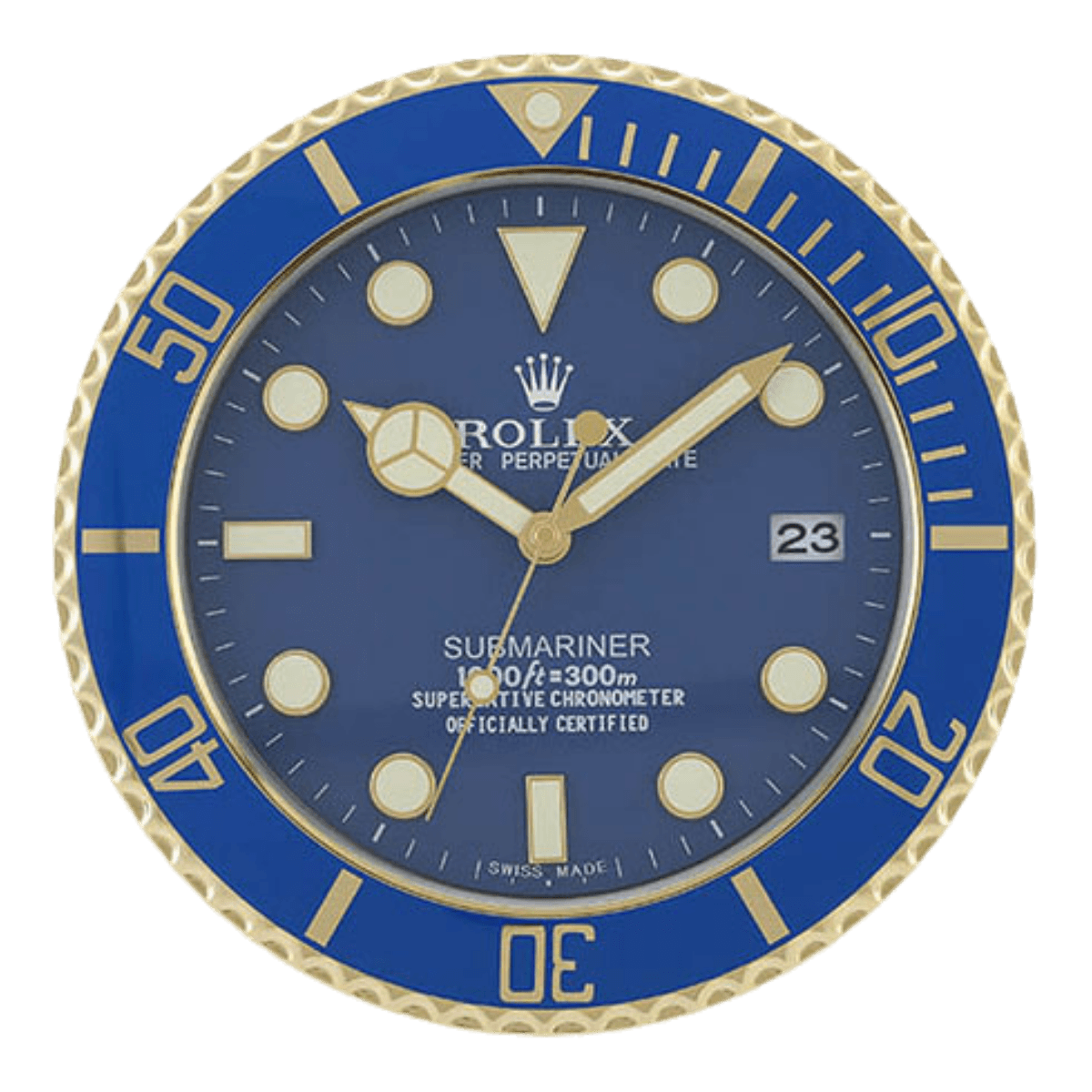 Submariner Style Wall Clock | Gold & Blue