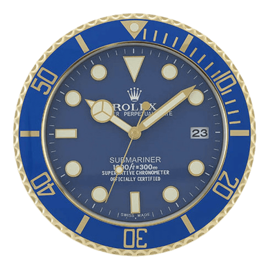 Submariner Style Wall Clock | Gold & Blue