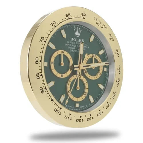 Daytona Style Wall Clock | Gold & Green