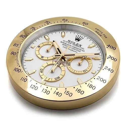 Daytona Style Wall Clock | Gold & White