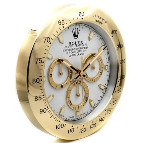 Daytona Style Wall Clock | Gold & White