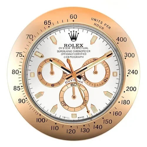 Daytona Style Wall Clock | Rose Gold & White