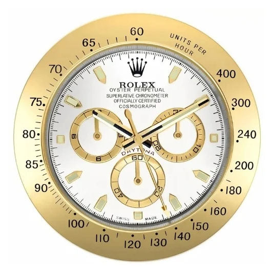 Daytona Style Wall Clock | Gold & White