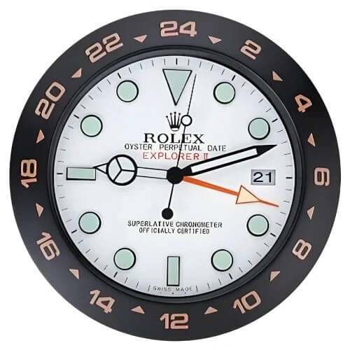 Explorer II Style Wall Clock | Black & Sliver
