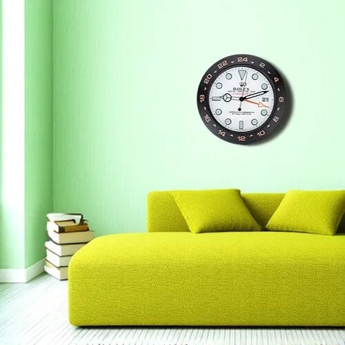Explorer II Style Wall Clock | Black & Sliver