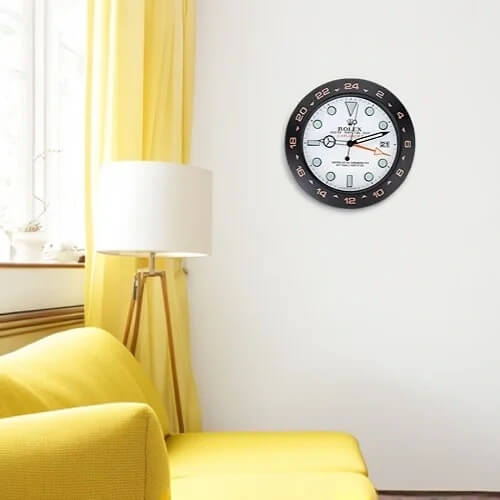 Explorer II Style Wall Clock | Black & Sliver