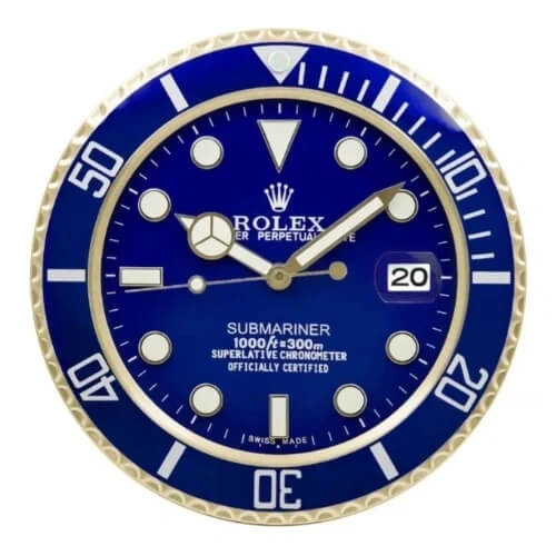 Submariner Style Wall Clock | Gold & Blue