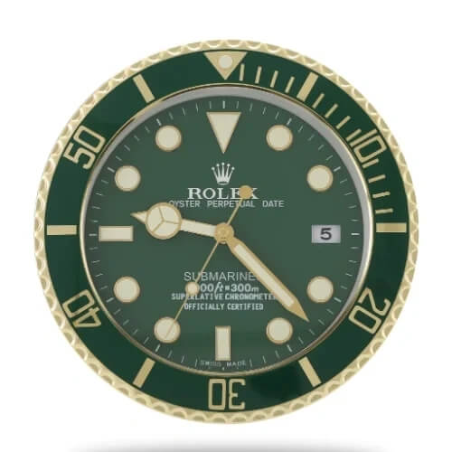 Submariner Style Wall Clock | Gold & Green