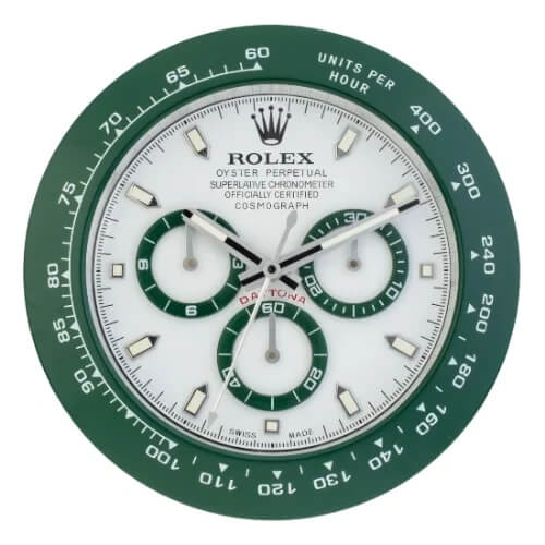 Daytona Style Wall Clock | Green & White