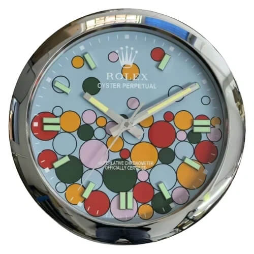 Oyster Perpetual Style Wall Clock | Sliver & Celebration Blue