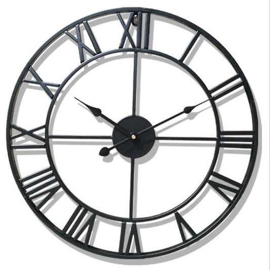New 3D Circular Retro Roman Iron Vintage Large Mute Decorative Wall Clock