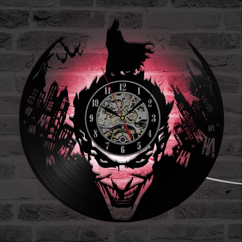 Batman Joker Wall Clock Vinyl Record Clocks with LED