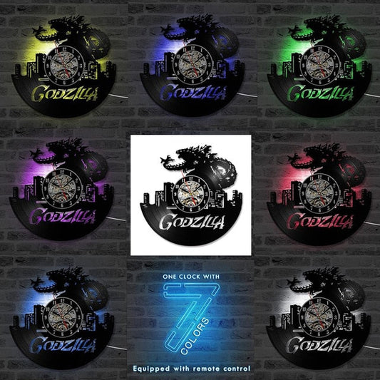Godzilla Dinosaur Wall Clock Modern Design with LED