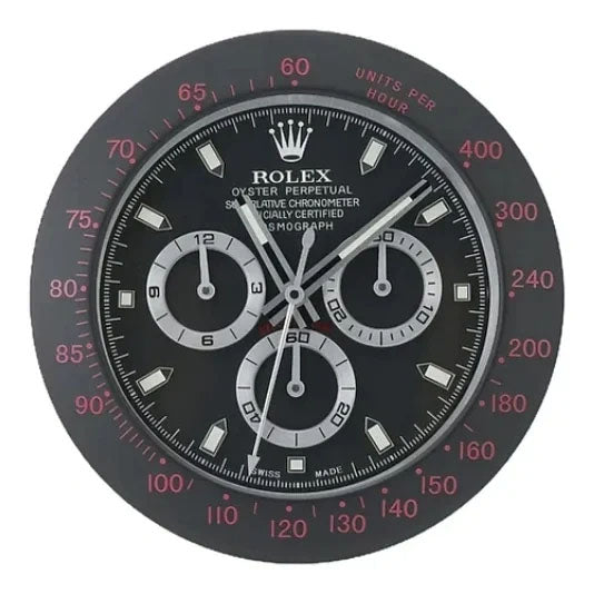 Daytona Style Wall Clock | Black & Red