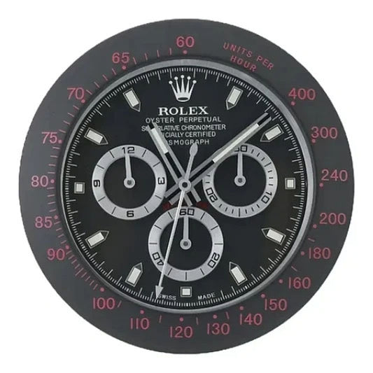 Daytona Style Wall Clock | Black & Red