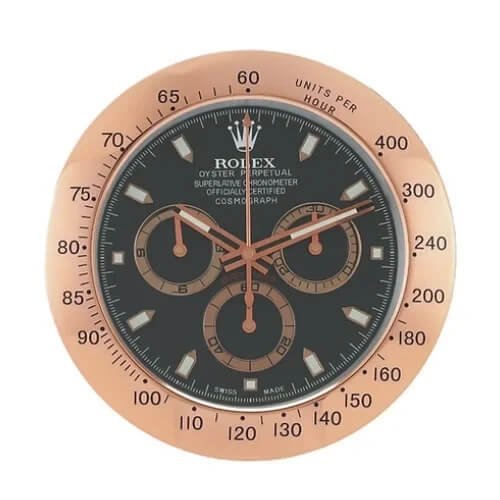 Daytona Style Wall Clock | Rose Gold & Black