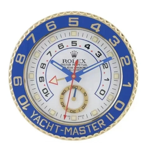 Yacht-Master II Style Wall Clock | Gold & Blue
