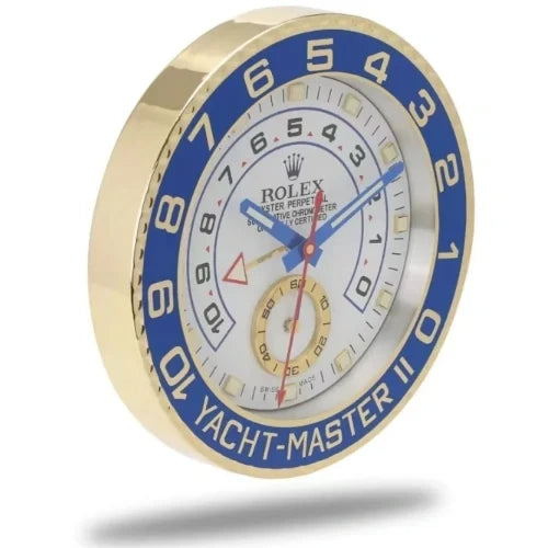 Yacht-Master II Style Wall Clock | Gold & Blue