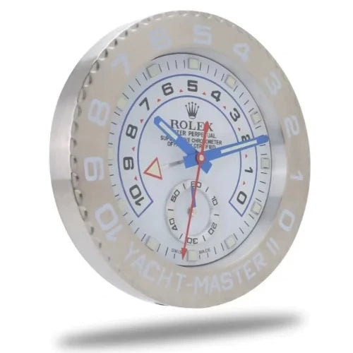 Yacht-Master II Style Wall Clock | White & White
