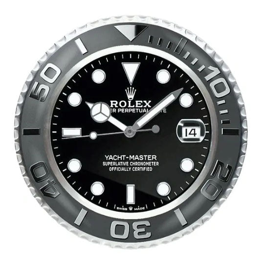 Yacht-Master II Style Wall Clock | Black