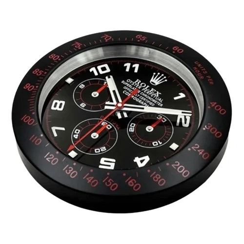 Daytona Style Wall Clock | Black & Red