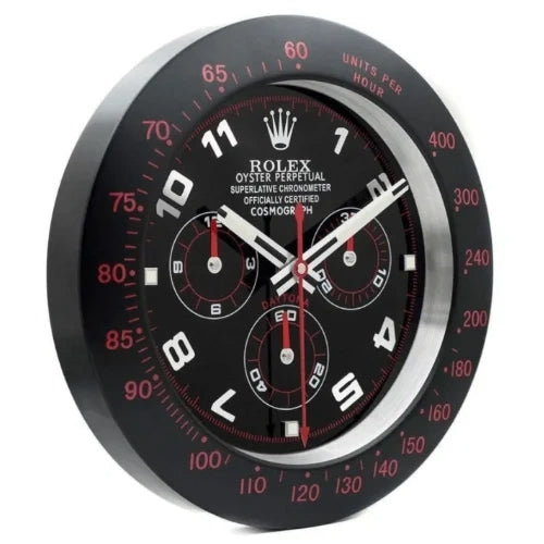 Daytona Style Wall Clock | Black & Red