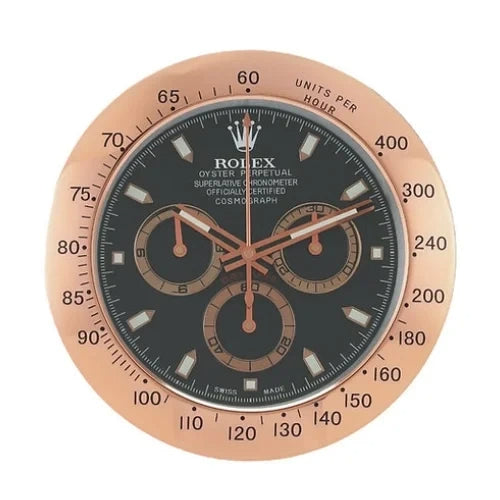 Daytona Style Wall Clock | Rose Gold & Black