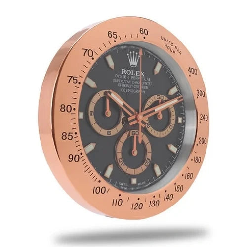 Daytona Style Wall Clock | Rose Gold & Black