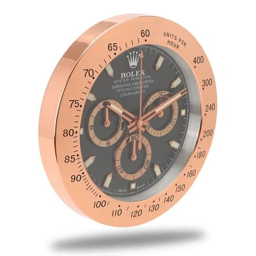 Daytona Style Wall Clock | Rose Gold & Black