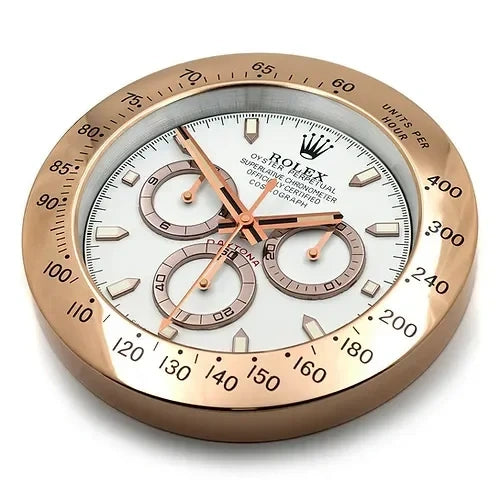 Daytona Style Wall Clock | Rose Gold & White