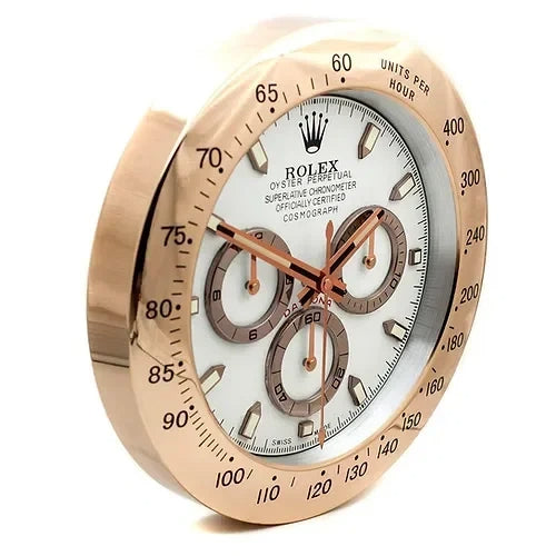 Daytona Style Wall Clock | Rose Gold & White