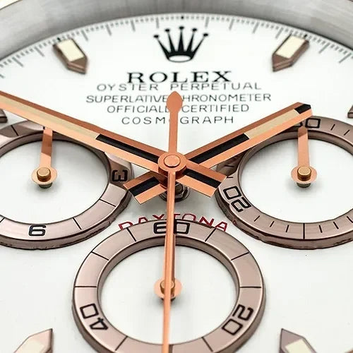 Daytona Style Wall Clock | Rose Gold & White