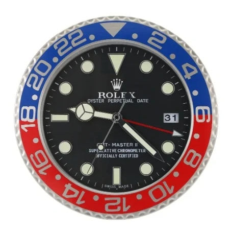 GMT Master II Style Wall Clock | Black & Blue