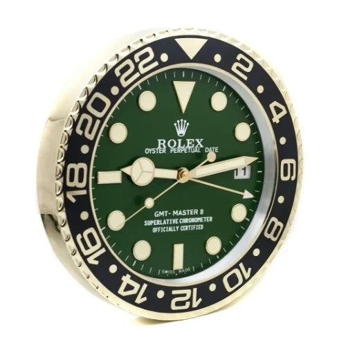 GMT Master II Style Wall Clock | Gold & Green
