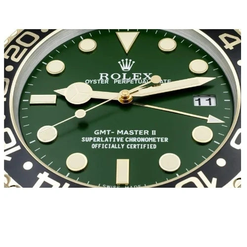 GMT Master II Style Wall Clock | Gold & Green