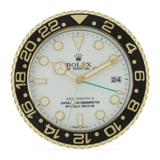 GMT Master II Style Wall Clock | Gold & White